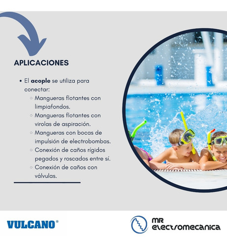 Imagen 4 de 10 de Kit Vulcano Pileta Fibra: Retornos + Virolas + Acople