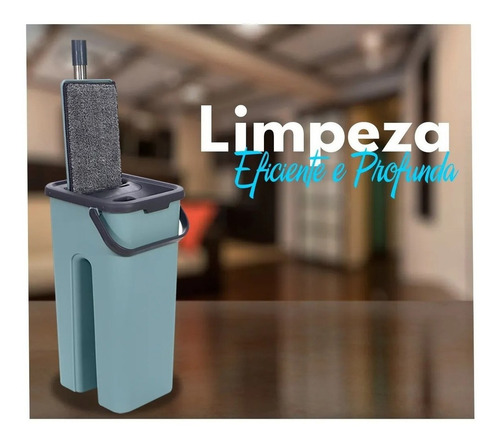 Mop Esfregão Balde Flat Para Limpeza De Piso + 1refil Brinde