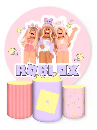 Kit Festa Roblox Menina Girl 5 Quadrinhos + 8 Totens Mdf