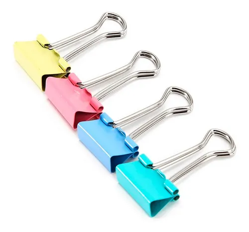 48 Clips Pinza Grande Papel Sujetador Organizador Papeleria Color Colores