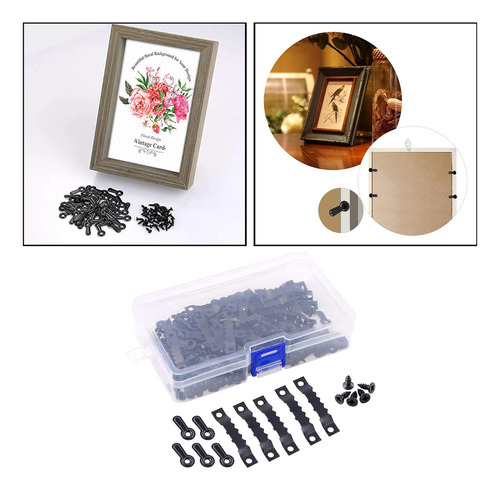 400pcs / Set Kit De Colgadores De Cuadros Negros De Metal