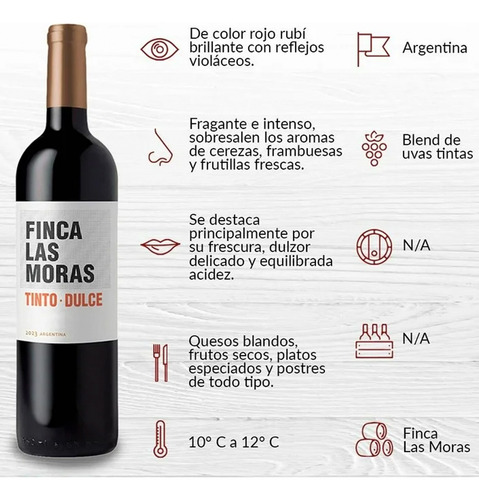 Vino Tinto Finca Las Moras Dulce 750 Ml
