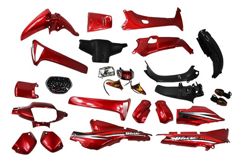 Kit Plasticos Wave Con Faros+tablero Rojo