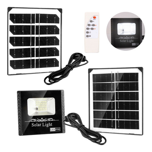 Foco Led Proyector Con Panel Solar 500w Control Remoto