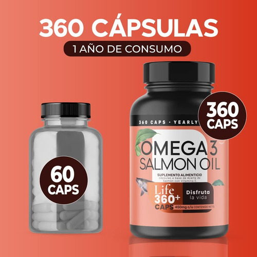 Imagen 7 de 7 de Omega 3 De Salmon Oil 360 Capsulas Con Epa Y Dha - Life 360+