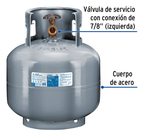 Cilindro Portátil Para Gas Lp, 6kg (13lb) Foset. 45889