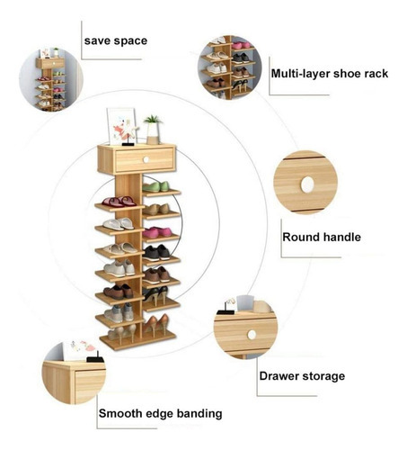 Zapatero Organizador Estante Zapatos 14 Pcs Hall Armario Color Blanco