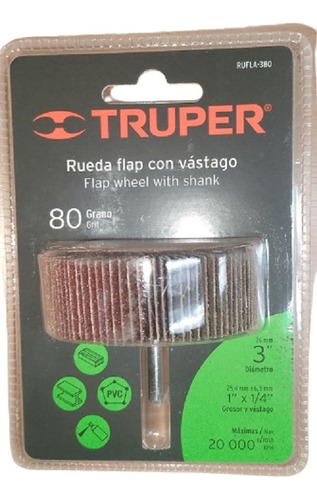 Rueda Flap Con Vástago Truper Grano 80