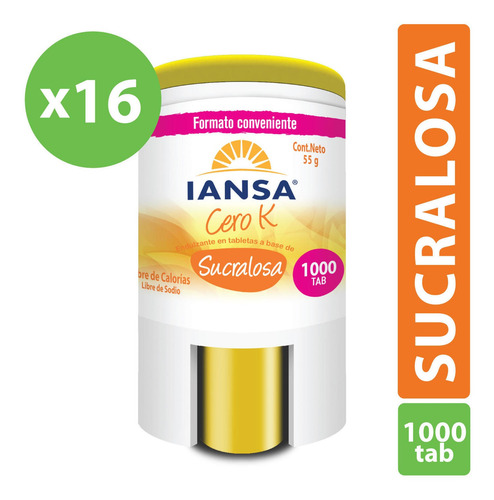 Endulzante Sucralosa 1000 Tabletas Pack 16 Un