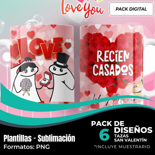 Diseños Plantillas Tazas San Valentín Flork Enamorados M209