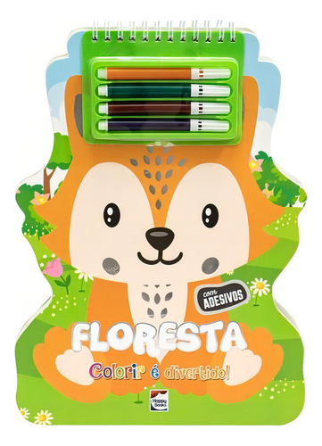 Colorir é Divertido! Floresta, de Brijbasi Art Press Ltd. Editorial Happy Books, tapa mole en português
