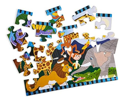 Melissa & Doug Rompecabezas Piso Jumbo Safari Social 24pzas
