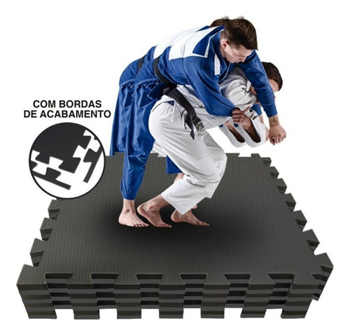 Tapete Tatame 1x1 20mm Bicolor- Preto E Cinza