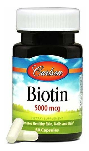 Carlson - Biotina, 5000 Mcg, Cabello Saludable, Uñas Fuerte