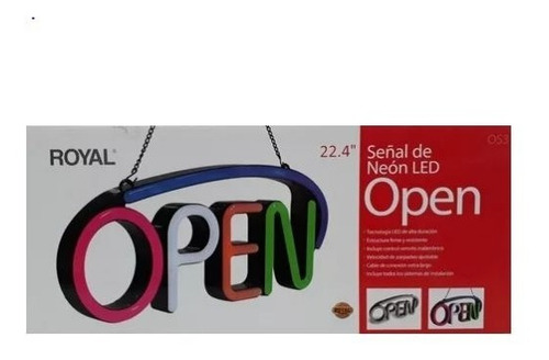 Anuncio Luminoso Led Letrero Open Royal + Control Remoto