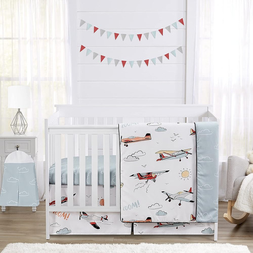 Sweet Jojo Designs Vintage Airplane Baby Boy Nursery Bedding