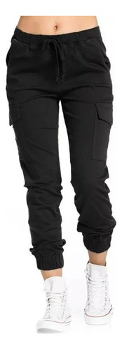 N Pantalones Stretch Mujer Jogger Tipo Cargo Con 4 Bolsillo