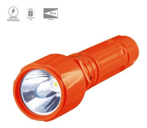 Linterna Led 1w Batería Recargable 6h 50lm 120° Tecnolite Color de la carcasa Naranja Color de la linterna Naranja Color de la luz LUZ DE DÍA 5 VDC