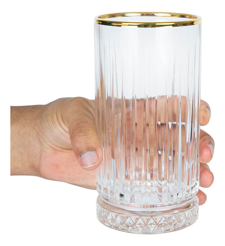 Copo Alto Elysia Gold Rim Vidro 450ml Pasabahce