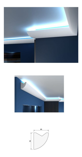 14 Metros Molduras Decorativas De Unicel Luz Led Interior 10