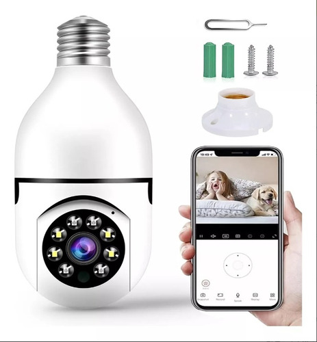 Cámara De Seguridad Foco Hd 1080p Wifi De 360° Visión Alarma