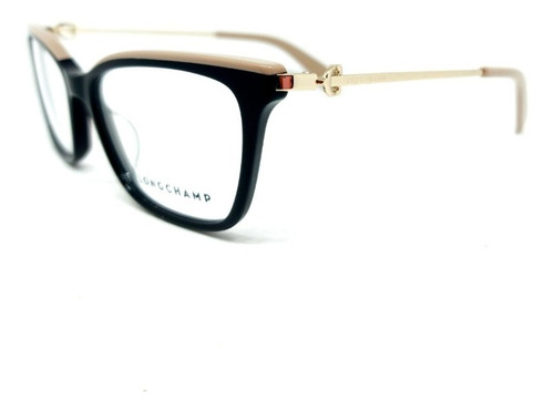 Armazón Oftálmico Longchamp Acetato Negro Varillas Metal