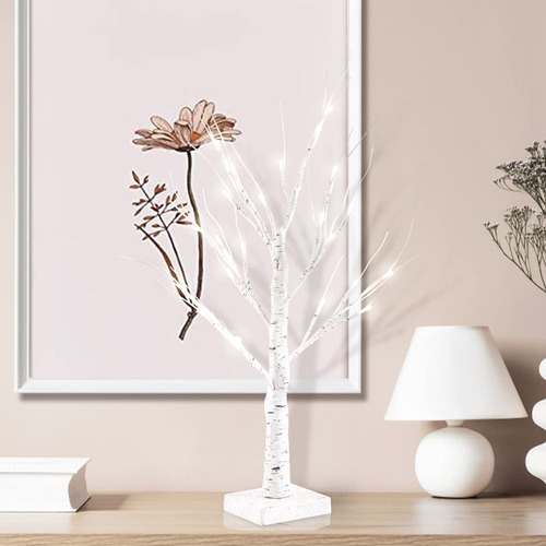 Árbol De Abedul Led 60cm Dinero Blanco Decoración Navidad Te