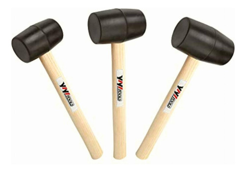 Yiyitools Juego De Mazos De Goma Con Mango De Madera, 3