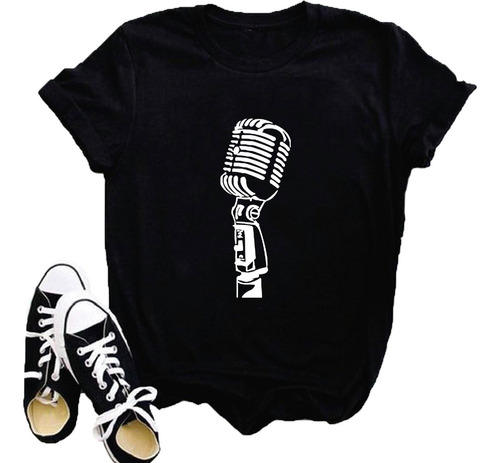 Remera 100% Algodón Musica Microfono Cantante Musico Mic #03