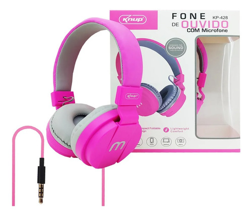 Fone De Ouvido Com Fio P2 Headphone Pc Computador Notebook Rosa