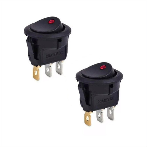2 X Switch Interruptor Tipo Rocker On/off 21mm, 12v Dc, 20a