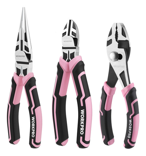 Set De Alicates De 3 Piezas Rosa Workpro