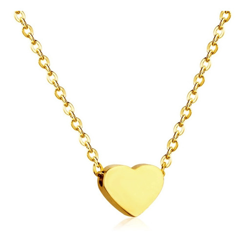 Imagen 1 de 5 de Collar Mujer Corazón Mini Minimalista Acero Dorado Moda