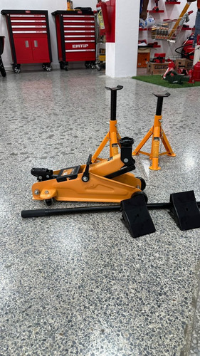 Combo Par Burros Soporte Mecánico Gato 2 Ton Par De Cuñas