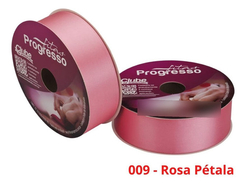 Fita De Cetim Nº 9 50 Metros X 38mm Progresso Cor 009 - Rosa Pétala