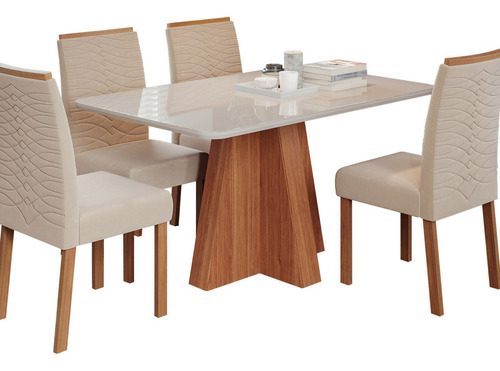 Mesa De Jantar Maitê 130 Cm Com 4 Cadeiras Clarice Idwt