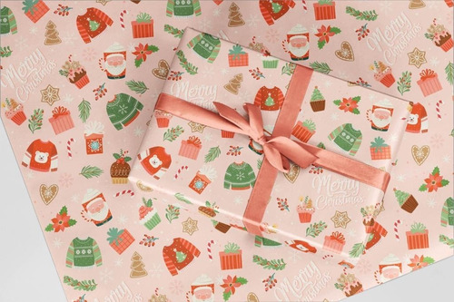 Papel Afiche De Regalo 70 X 100 Cm Muresco Navidad X 20 U