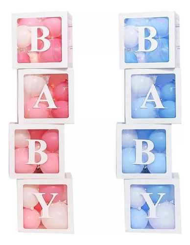 Set 4 Cajas Cubo Para Decoración De Baby Shower