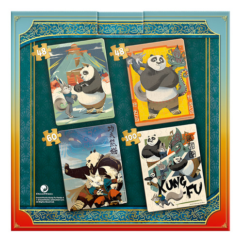 4 Rompecabezas En 1 Kung Fu Panda Juego Progresivo
