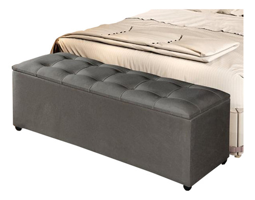 Recamier Baú Sapateira Luxo Divã 1,50m Milão Quarto Banco Retro Sala Moderno Cinza N&e