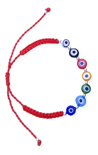 Pulsera Ojos Turcos Colores Plata 925 Hilo Seda Chino