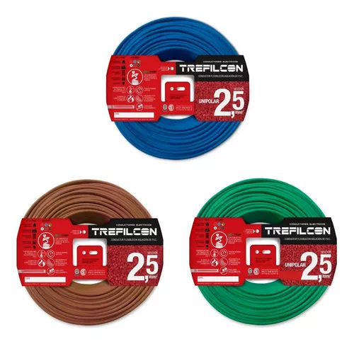 Cable Unipolar 2.5mm Trefilcon Pack X 3 Rollos De 100 Mts