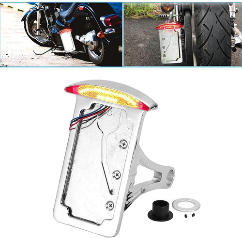 Porta Placa Cromado Con Stop / Moto 