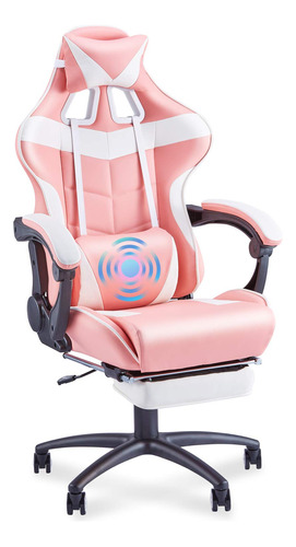 Silla De Juego Rosa Con Reposapiés, Silla De Computado...