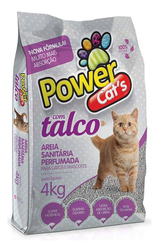 Areia Para Gatos Power Cat´s Com Talco - 4kg