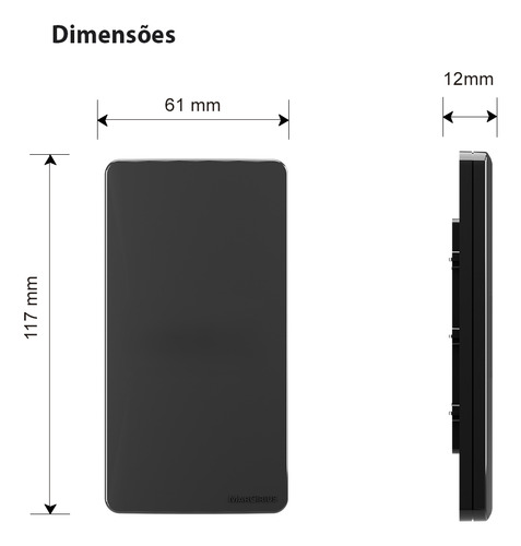 Placa Com Suporte P/ Condulete 1 Cego Sleek Preto Margirius