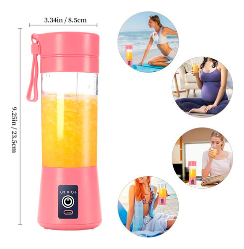 Licuadora Mini Con Vaso Recargable Portatil Usb Gym Oficina