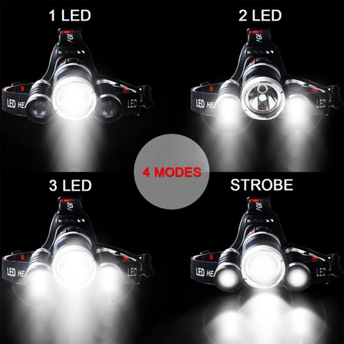 Lanterna Cabeça Triplo 3 Led Profissional Farol Econômica Nf