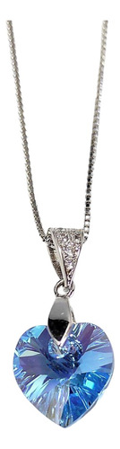 Collar Plata 925 Fino Corazon Cristal Y Circones Ajustable