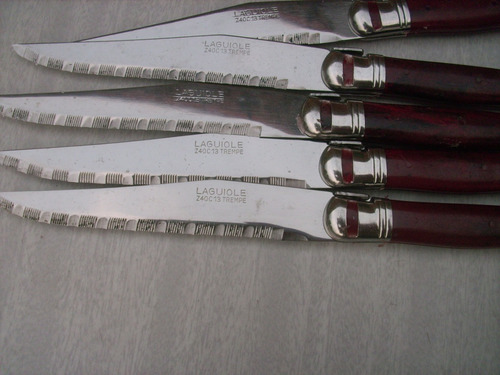 Lote 6 Cuchillos De Mesa Franceses Laguiole Z40c 13 Trempe (Usado)